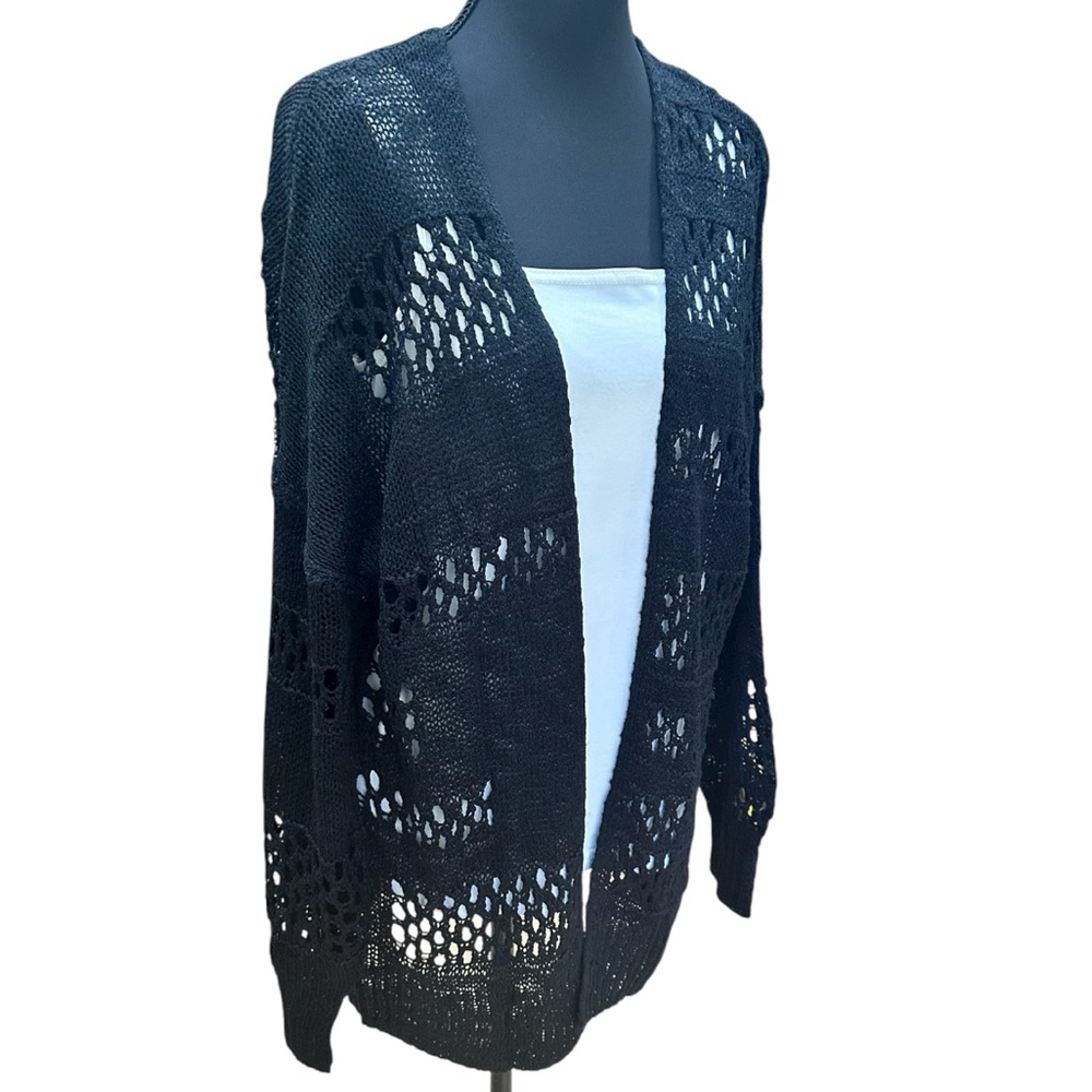 Women’s Crocheted Black Boho Cardigan Oversized NWOT Size M